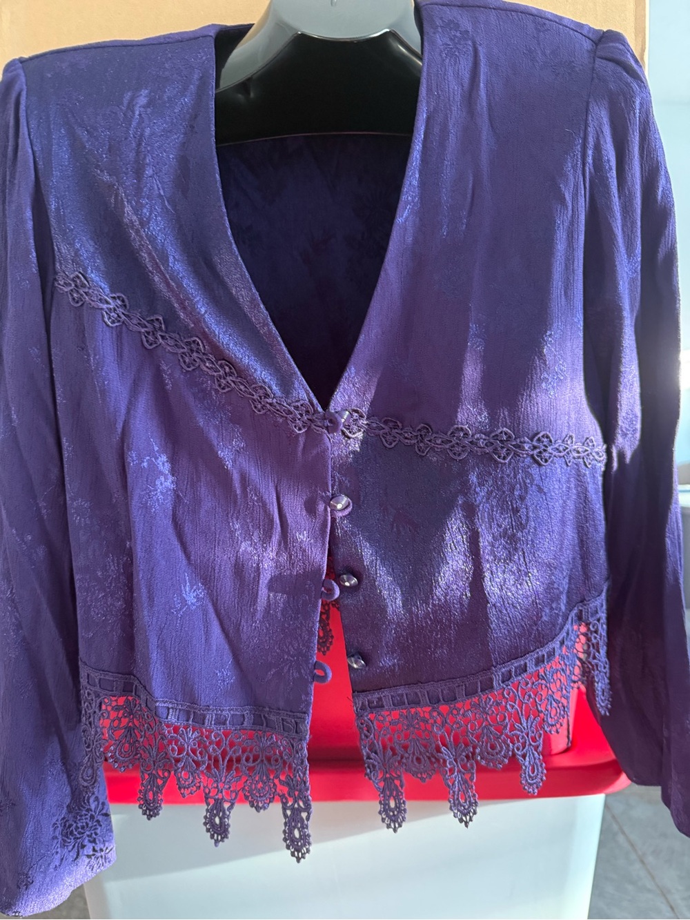 Women's Purple Lace-Trim Jacket m66 - Picture 3 of 5